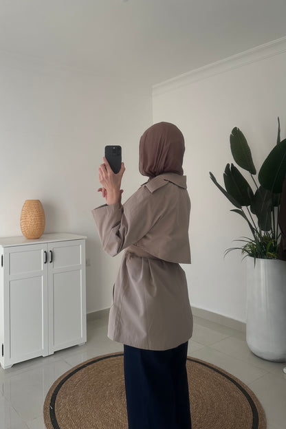 Mid Length Trench Coat- Beige