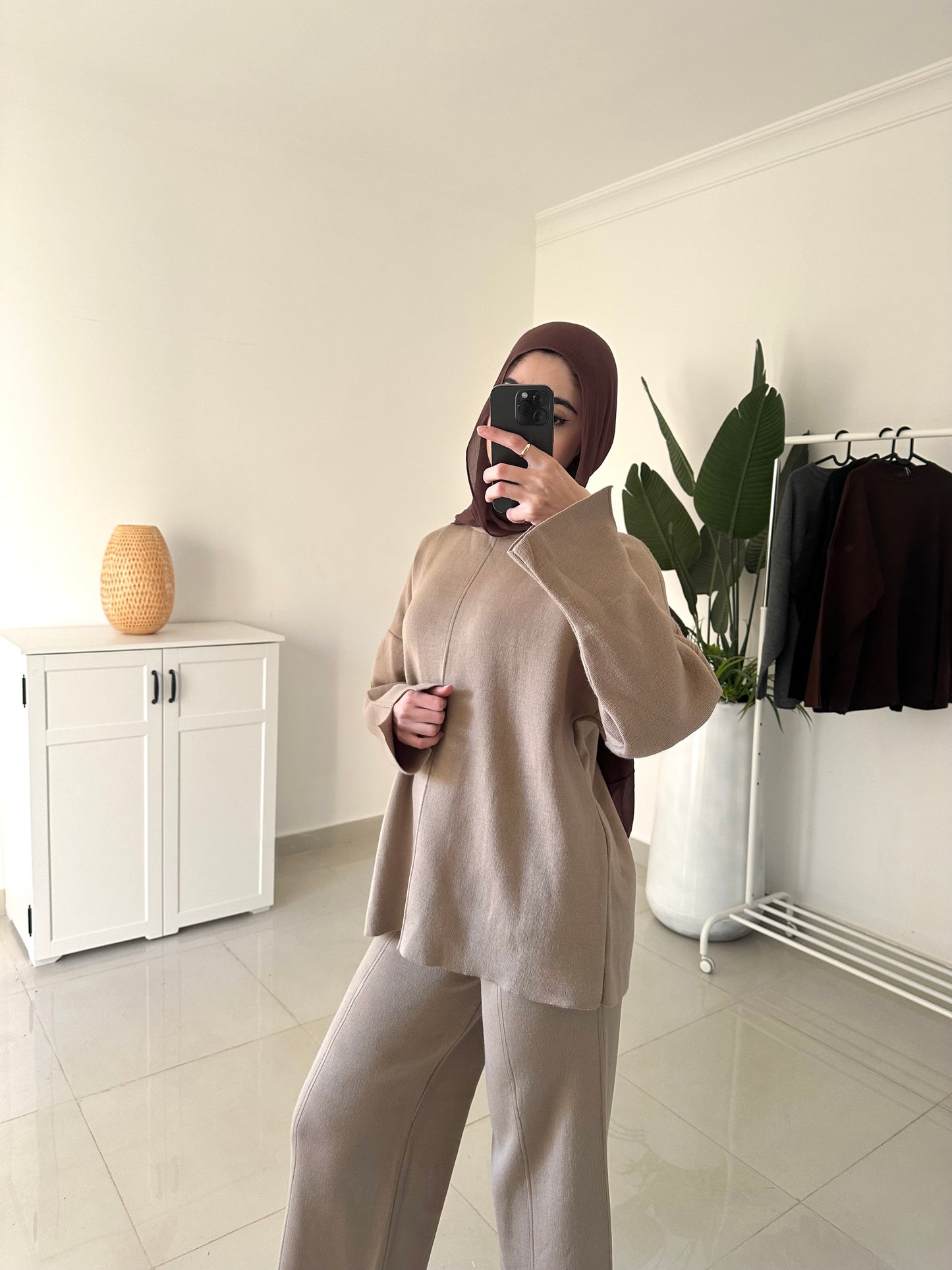 Oversized Triko Set- Beige