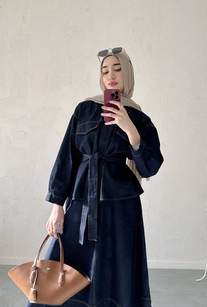Skirt Denim Set- Navy Blue