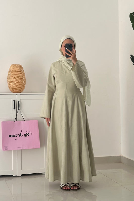 Waisted Maxi Dress-Green