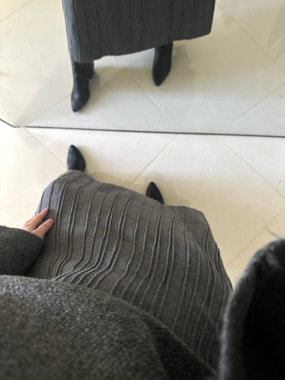 Pleated Triko Skirt-Gray