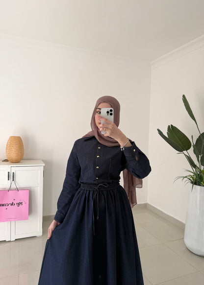 Skirt Denim Set- Navy Blue