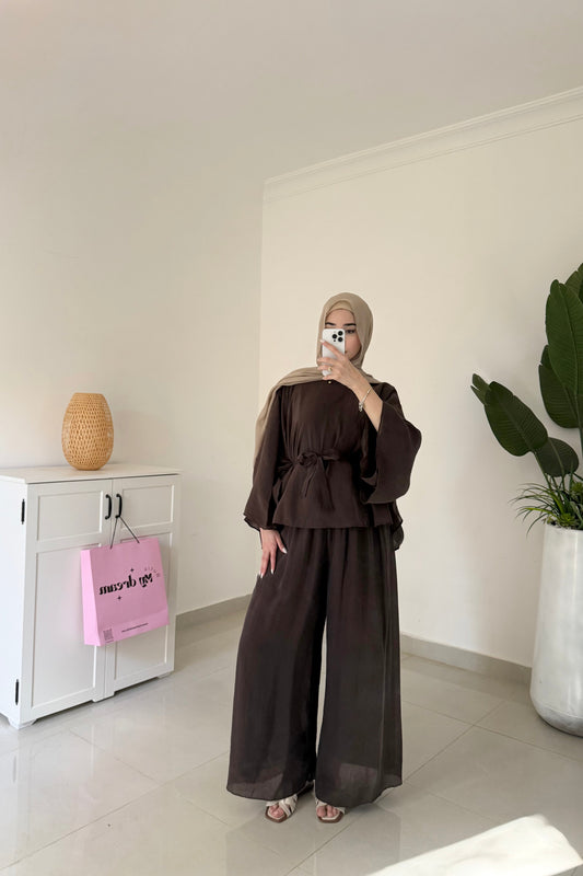 Reem Pants Set- Brown