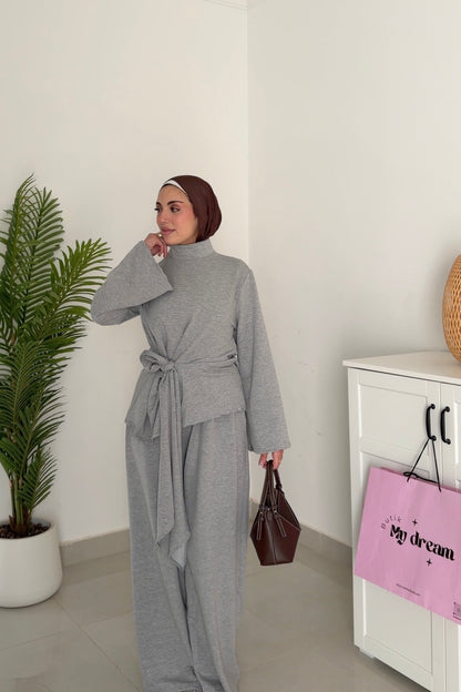 Tie Waist Set- Gray