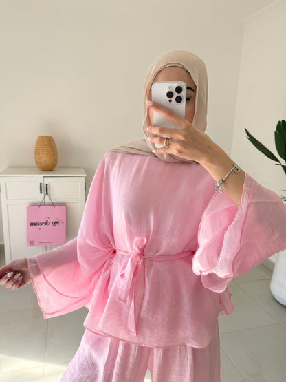 Reem Pants Set- Pink