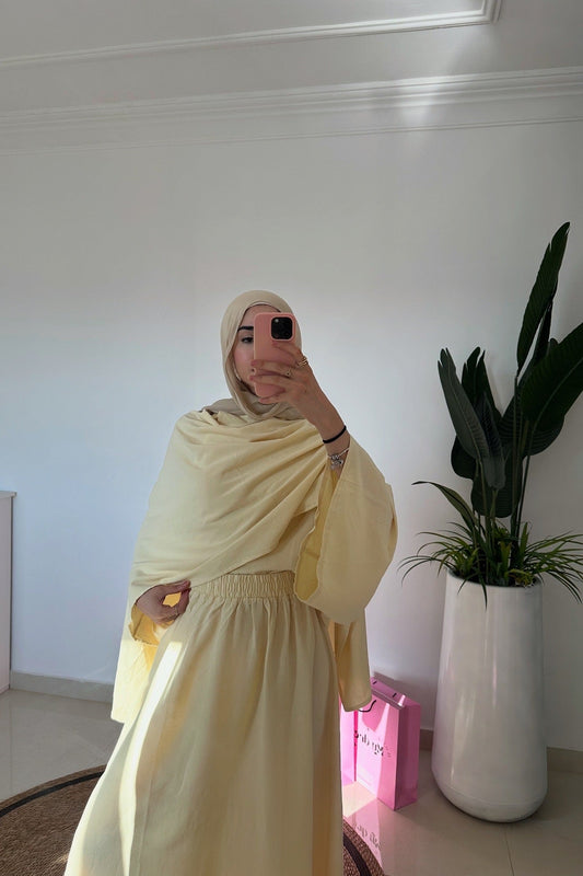 Scarf Top With Skirt- Yellow