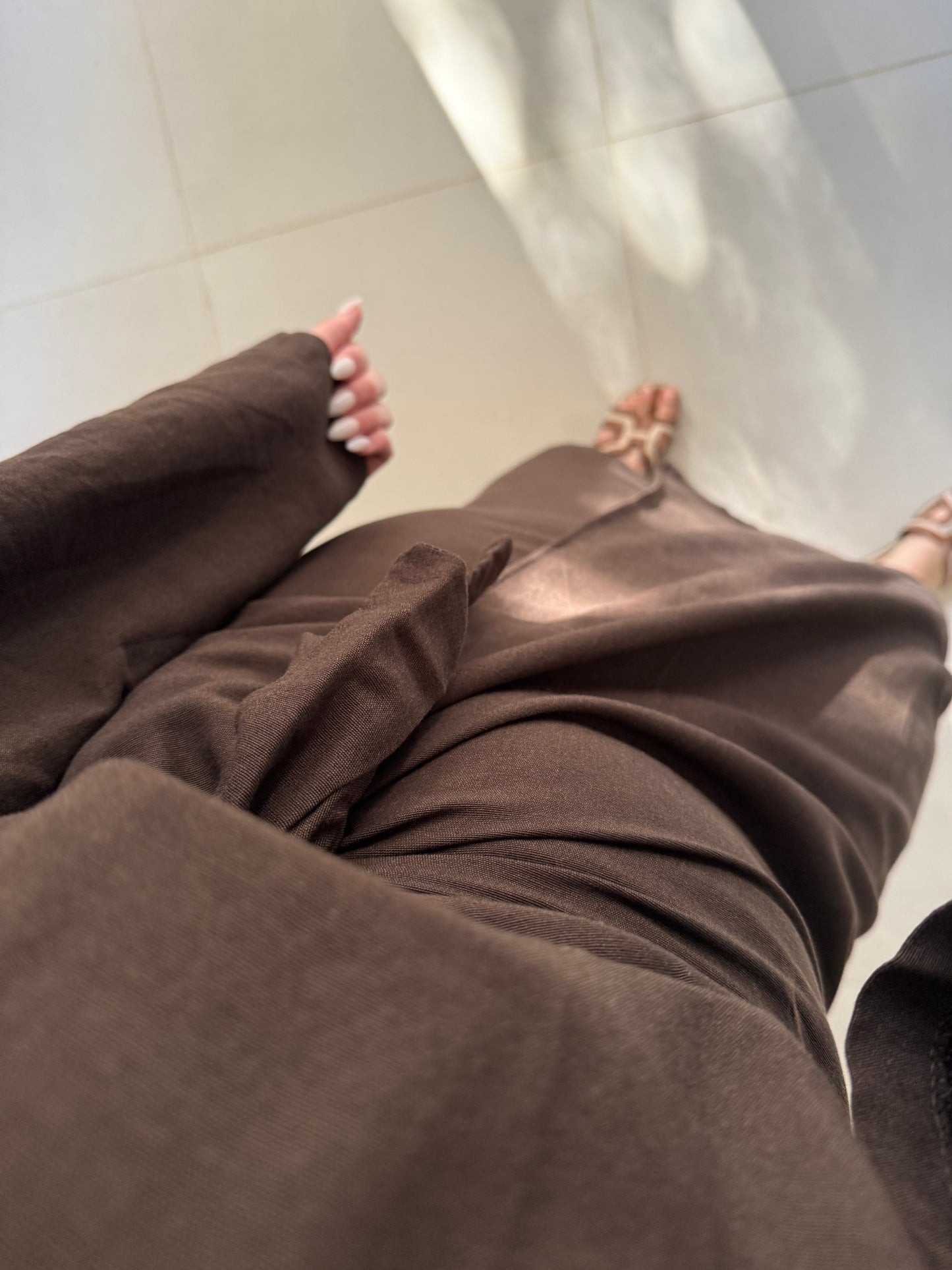 Wrap Skirt Set- Brown