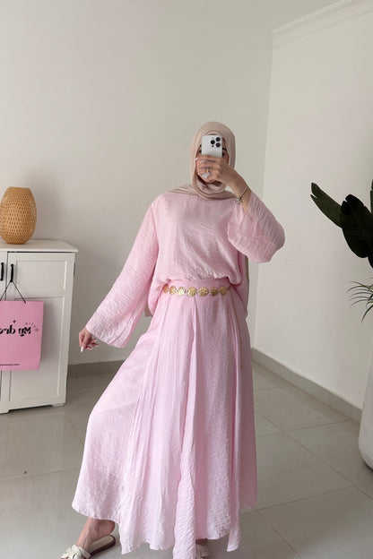 Layered Skirt Set- Pink