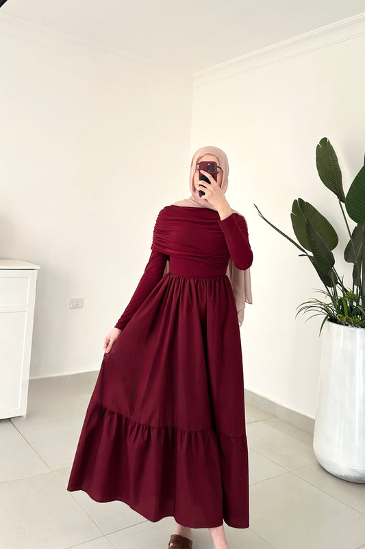 Yasmeen Dress- Maroon