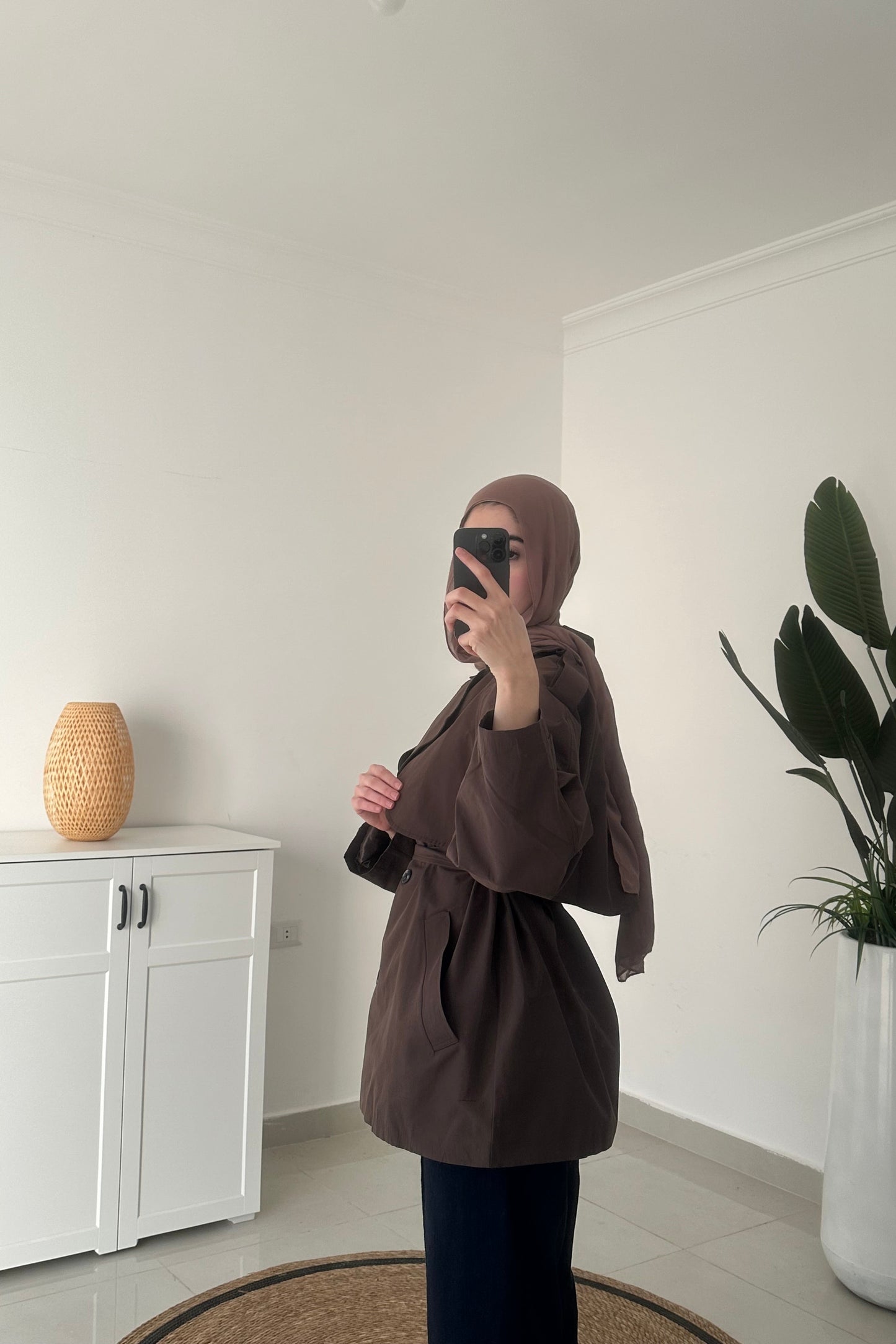 Mid Length Trench Coat- Brown