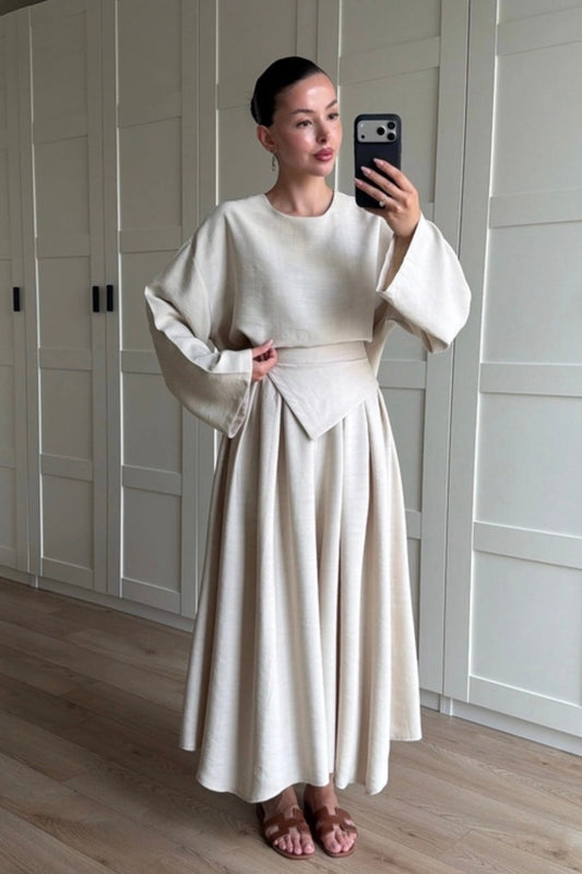 Wide Pants Set- Beige
