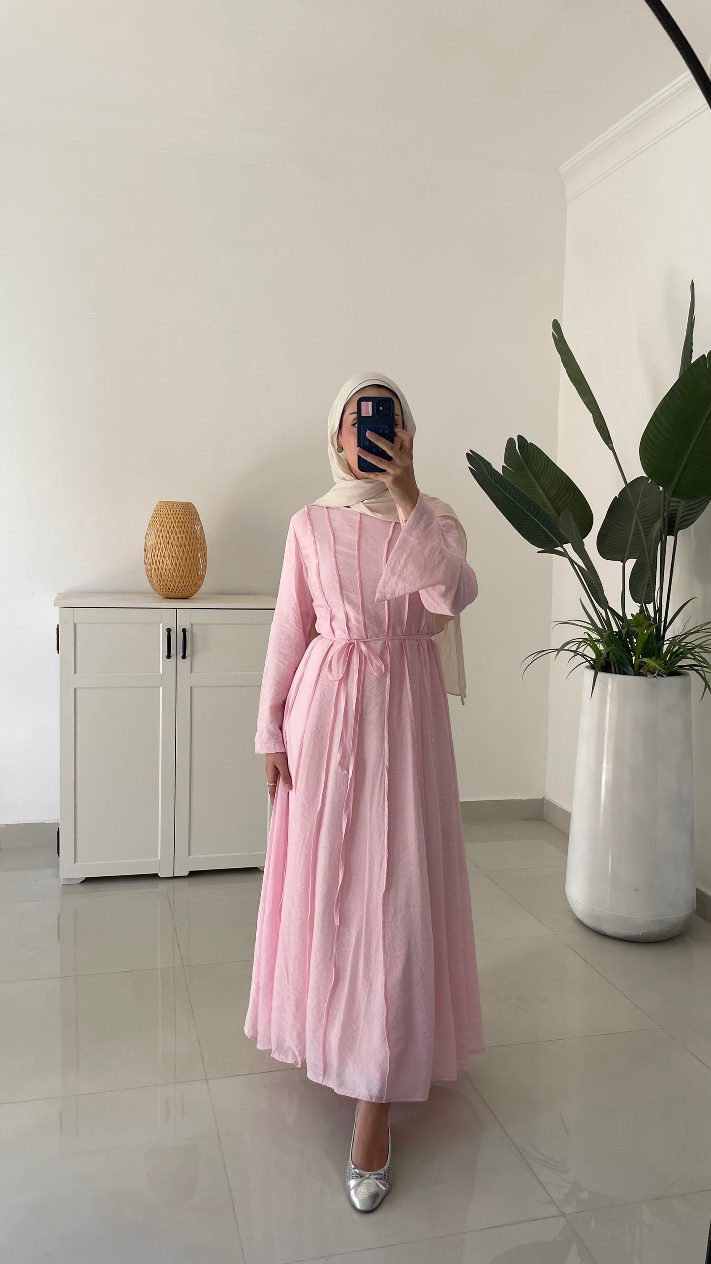 Belted Summer Dress-Pink