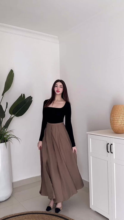 Nursoul Layered Skirt Set- Black